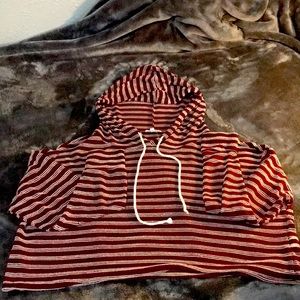 A maroon and white crop sweater